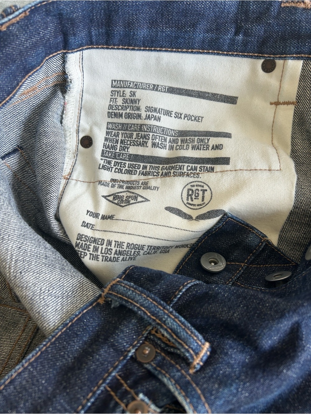 Rogue Territory Raw Japanese Denim Selvedge Made In USA Jeans 34x32 - Picture 3 of 10